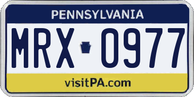PA license plate MRX0977