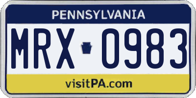 PA license plate MRX0983