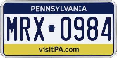 PA license plate MRX0984