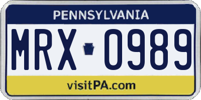 PA license plate MRX0989