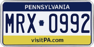 PA license plate MRX0992