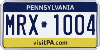 PA license plate MRX1004