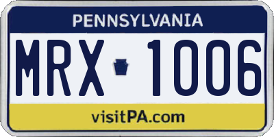 PA license plate MRX1006