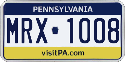 PA license plate MRX1008