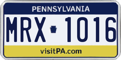 PA license plate MRX1016
