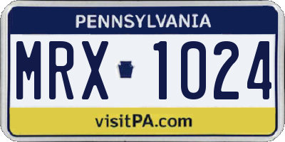 PA license plate MRX1024