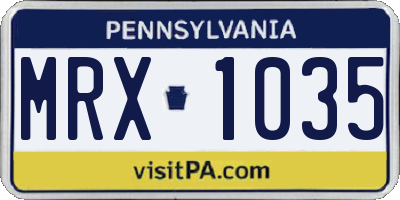 PA license plate MRX1035
