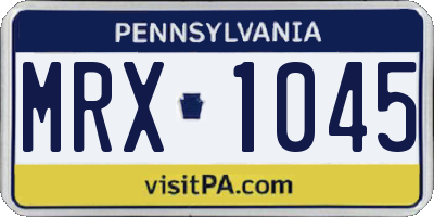 PA license plate MRX1045