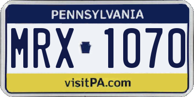 PA license plate MRX1070