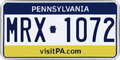 PA license plate MRX1072