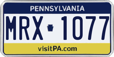 PA license plate MRX1077