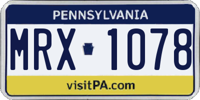 PA license plate MRX1078