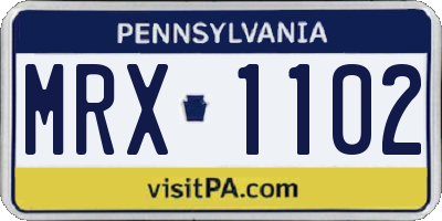 PA license plate MRX1102