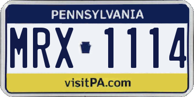 PA license plate MRX1114