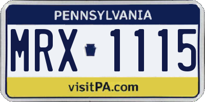 PA license plate MRX1115