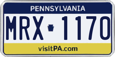 PA license plate MRX1170