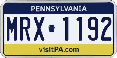 PA license plate MRX1192