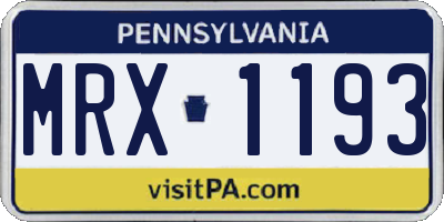 PA license plate MRX1193