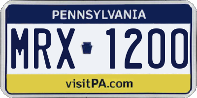 PA license plate MRX1200