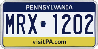 PA license plate MRX1202