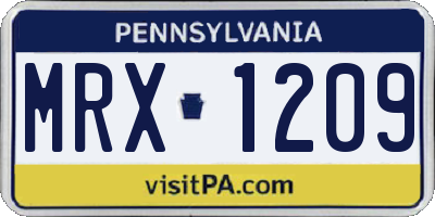 PA license plate MRX1209