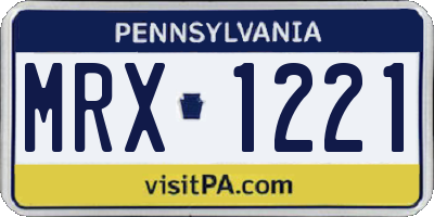 PA license plate MRX1221