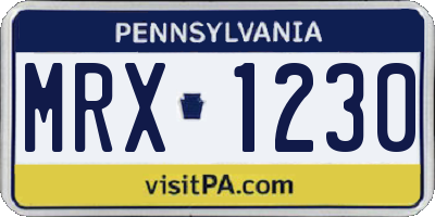 PA license plate MRX1230