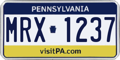 PA license plate MRX1237