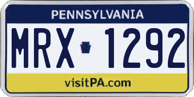 PA license plate MRX1292
