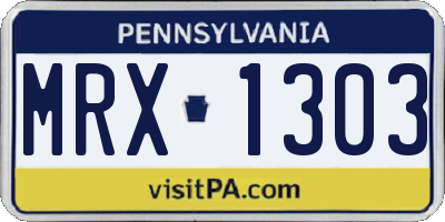 PA license plate MRX1303