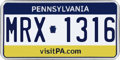 PA license plate MRX1316