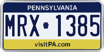 PA license plate MRX1385