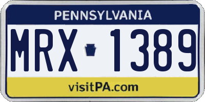 PA license plate MRX1389