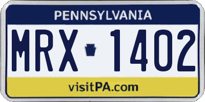 PA license plate MRX1402