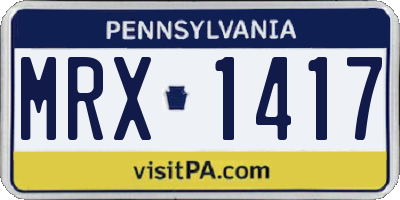 PA license plate MRX1417