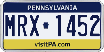 PA license plate MRX1452