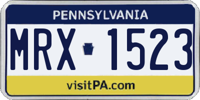 PA license plate MRX1523