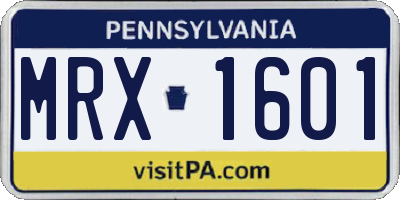 PA license plate MRX1601