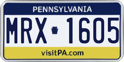 PA license plate MRX1605