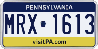 PA license plate MRX1613