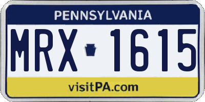 PA license plate MRX1615