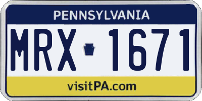 PA license plate MRX1671