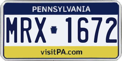 PA license plate MRX1672