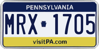 PA license plate MRX1705