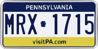 PA license plate MRX1715