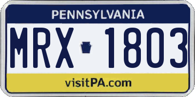 PA license plate MRX1803
