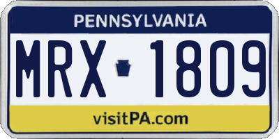 PA license plate MRX1809