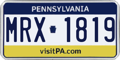 PA license plate MRX1819