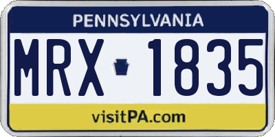 PA license plate MRX1835