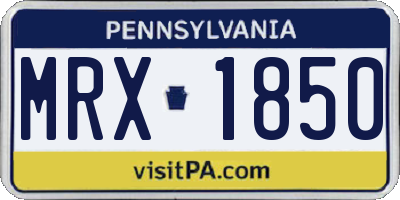 PA license plate MRX1850